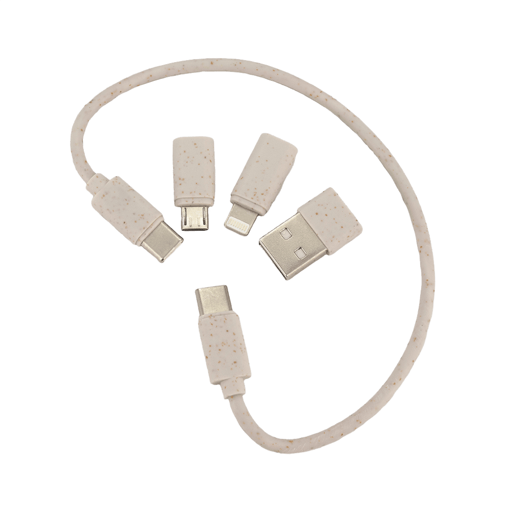 4-in-1-kabel i trähuv beige