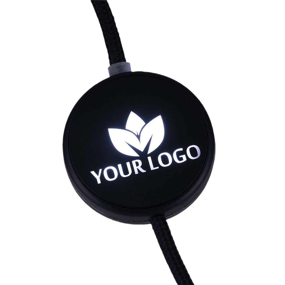 4-i-1-kabel med upplyst logotyp svart