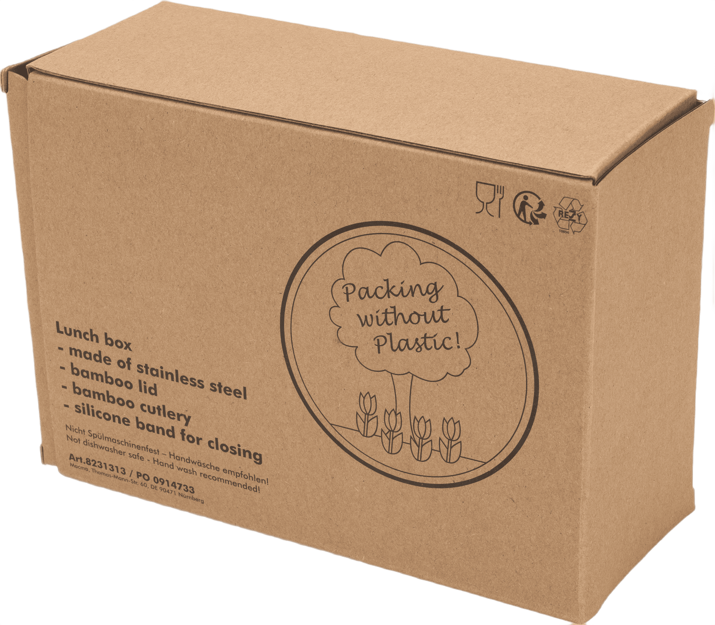 Lunchbox med bestick 1000ml beige