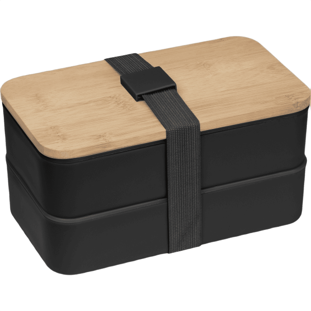 Pescara lunchbox 2x600ml med bestick svart