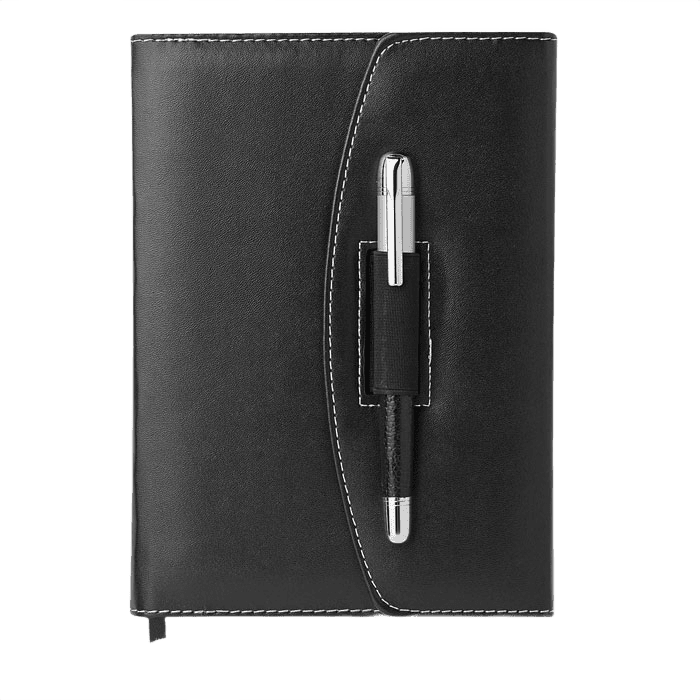 A5 Notizbuch-Portfolio mit Stift schwarz