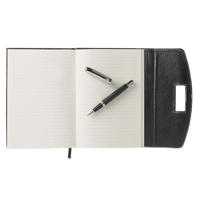 A5 Notizbuch-Portfolio mit Stift schwarz