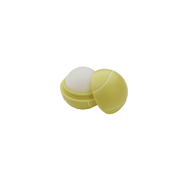 Läppbalsam i tennisbollform gul