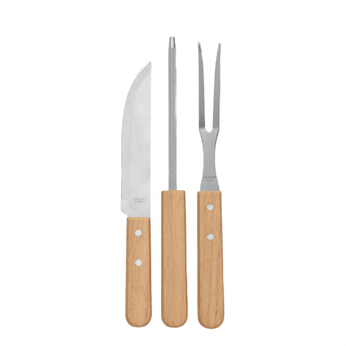 Ruostumattoman teräksen grillityökalut puu