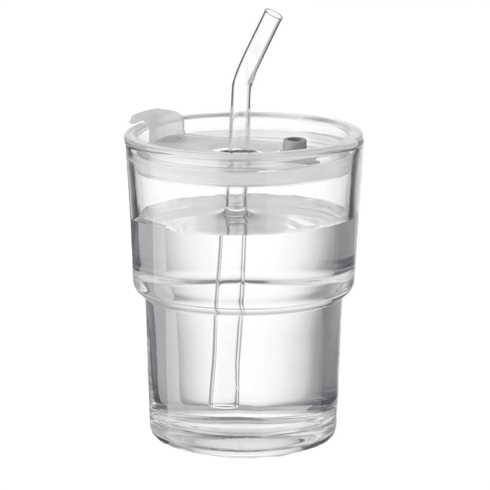 Glastumbler mit Strohhalm 400ml transparent