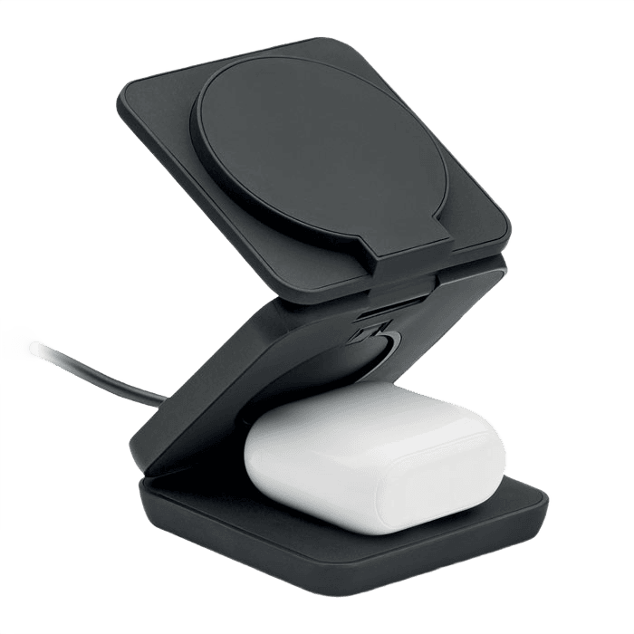 3-in-1 faltbare Ladestation schwarz