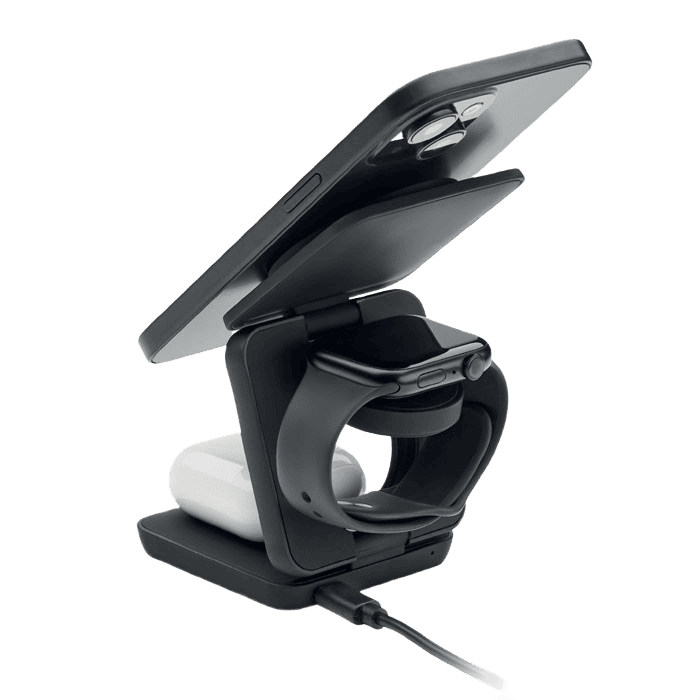 3-in-1 faltbare Ladestation schwarz