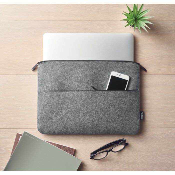 Filz-Laptop-Tasche mit Reißverschluss grau