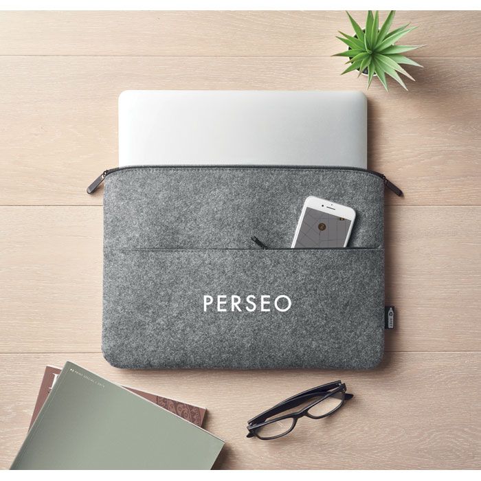 Filz-Laptop-Tasche mit Reißverschluss grau