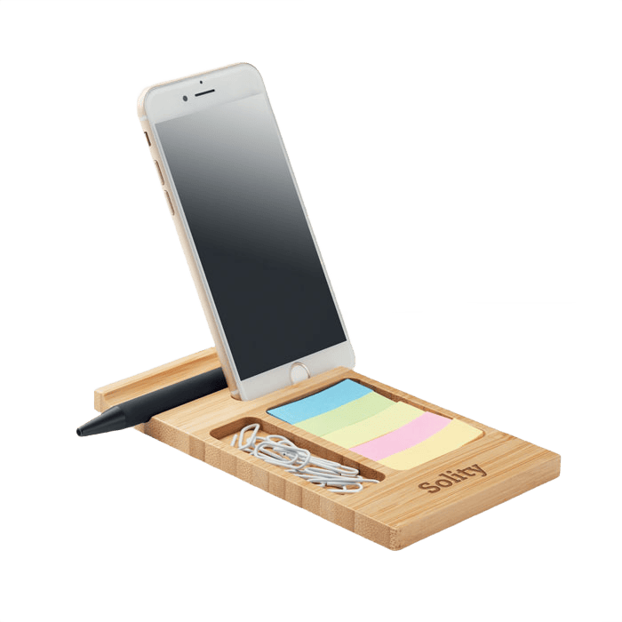 Bamboo skrivbordsstöd för telefon trä