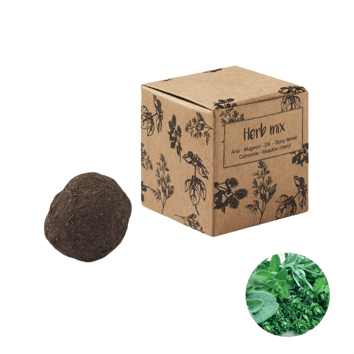 Herb seed ball i kartongask
