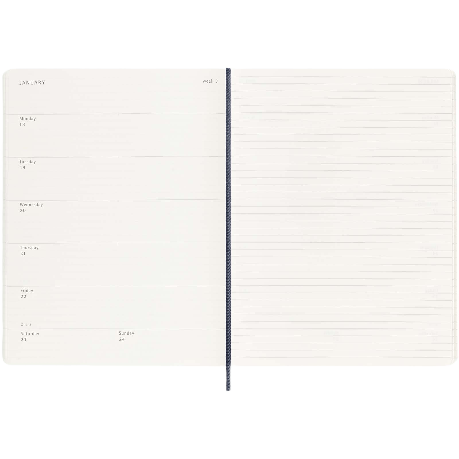 Moleskine 12-month notebook XL soft cover -muistikirja safiiri