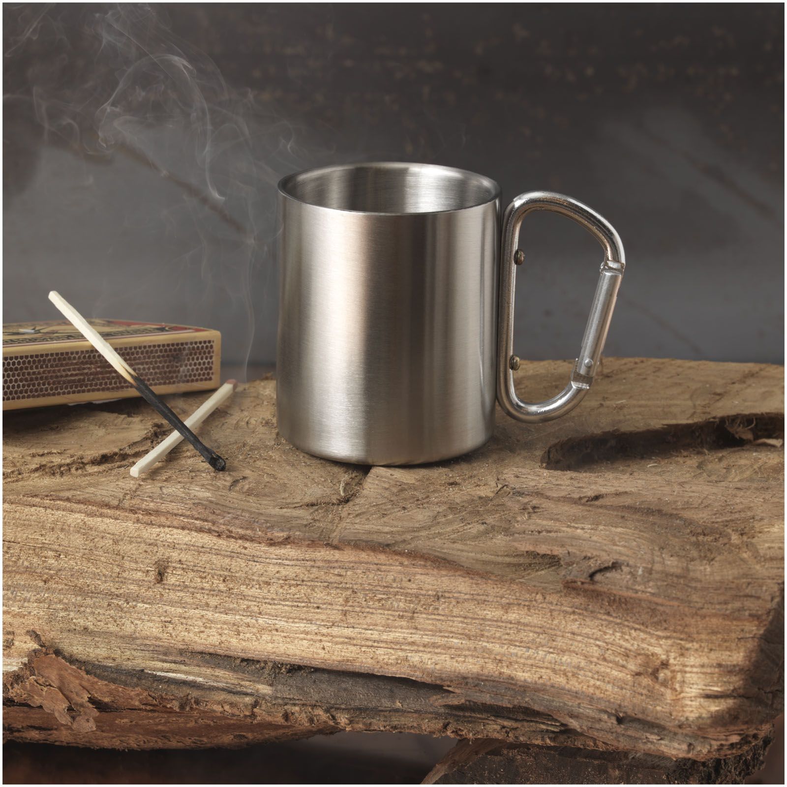 Alps termosmugg med karabinkrok silver