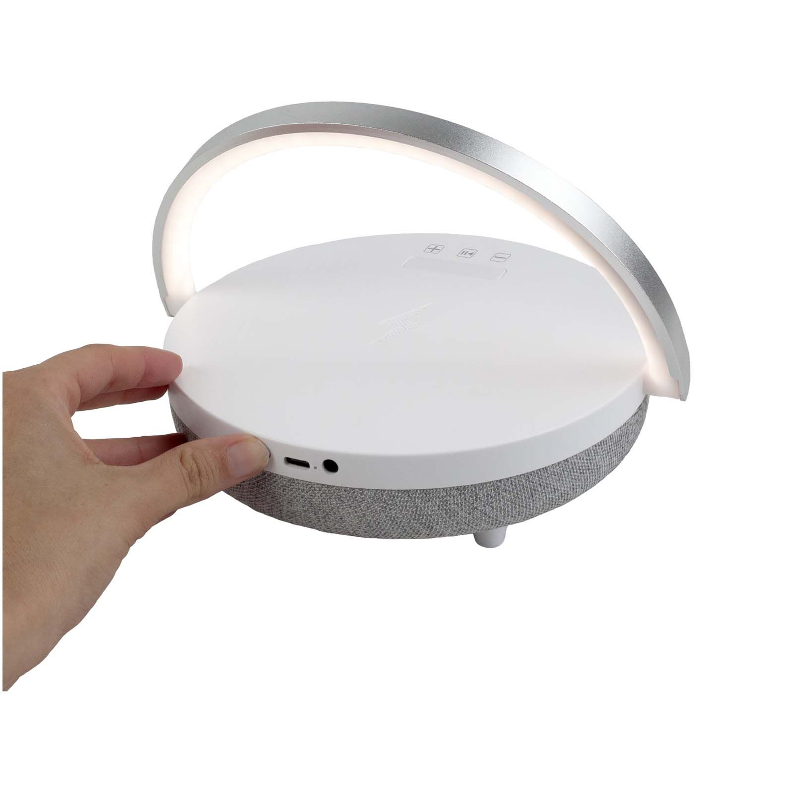 Prixton 4-in-1 Bluetooth-högtalare 10W med LED-lampa och trådlös laddningsbas vit