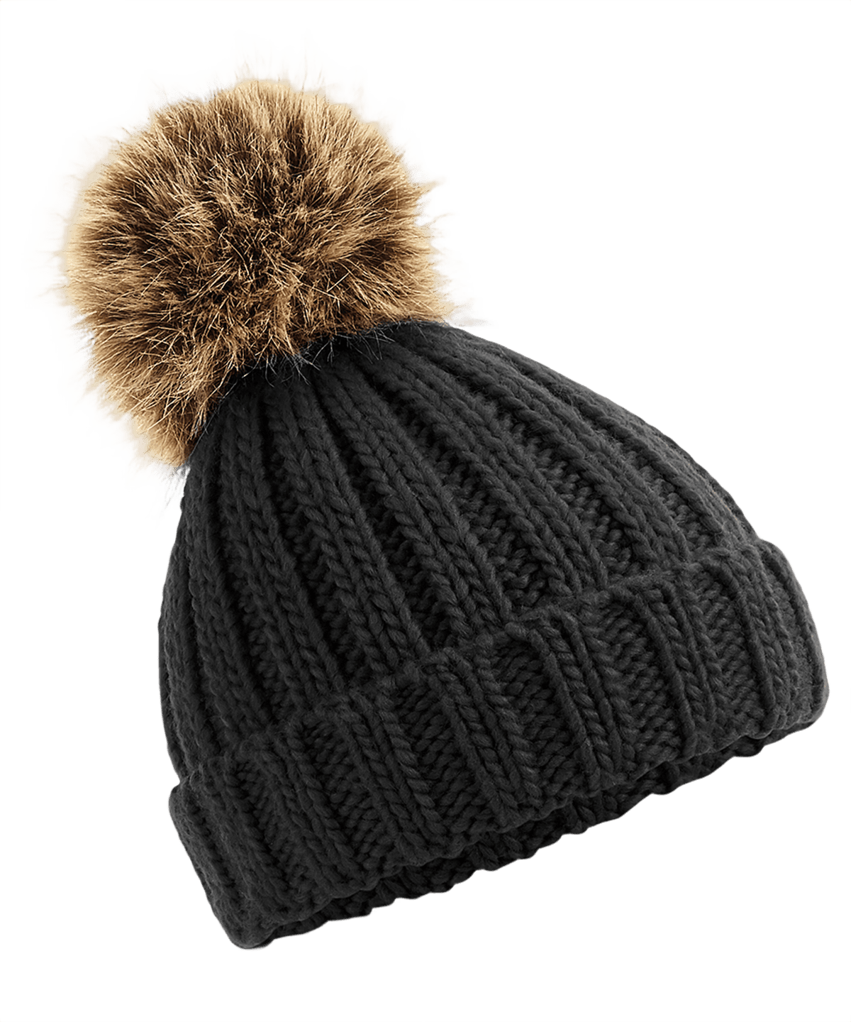 Fur Pom Pom Chunky Beanie Kid