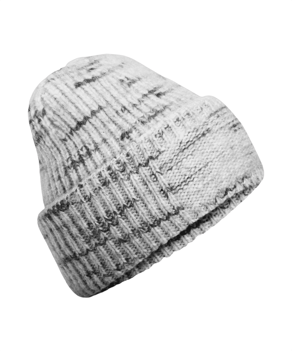 Tjock Stickad Mössa med Lapp