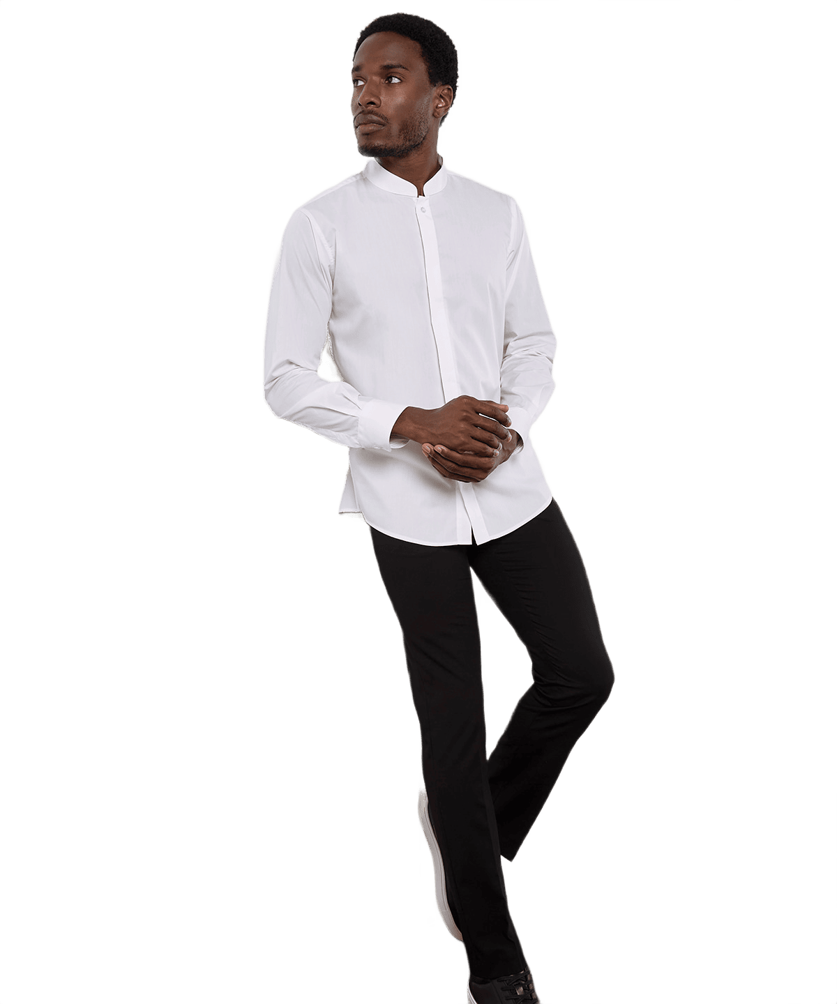 Pitkähihainen kauluspaita mandariinikauluksella (tailored fit)
