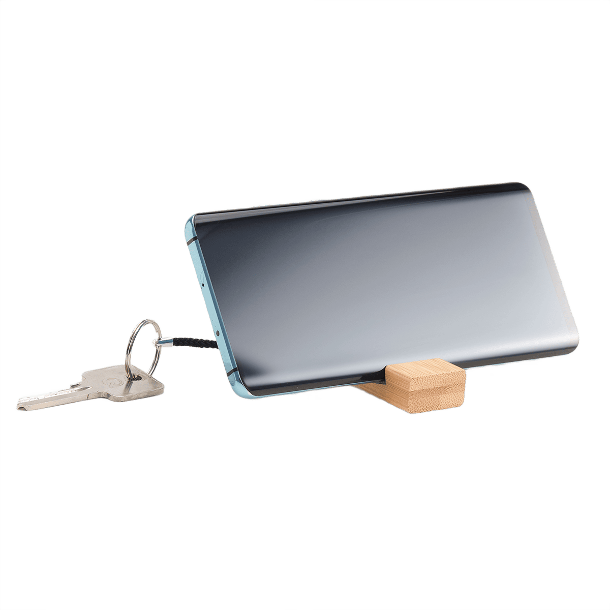Bamboo nyckelring med telefonställ beige