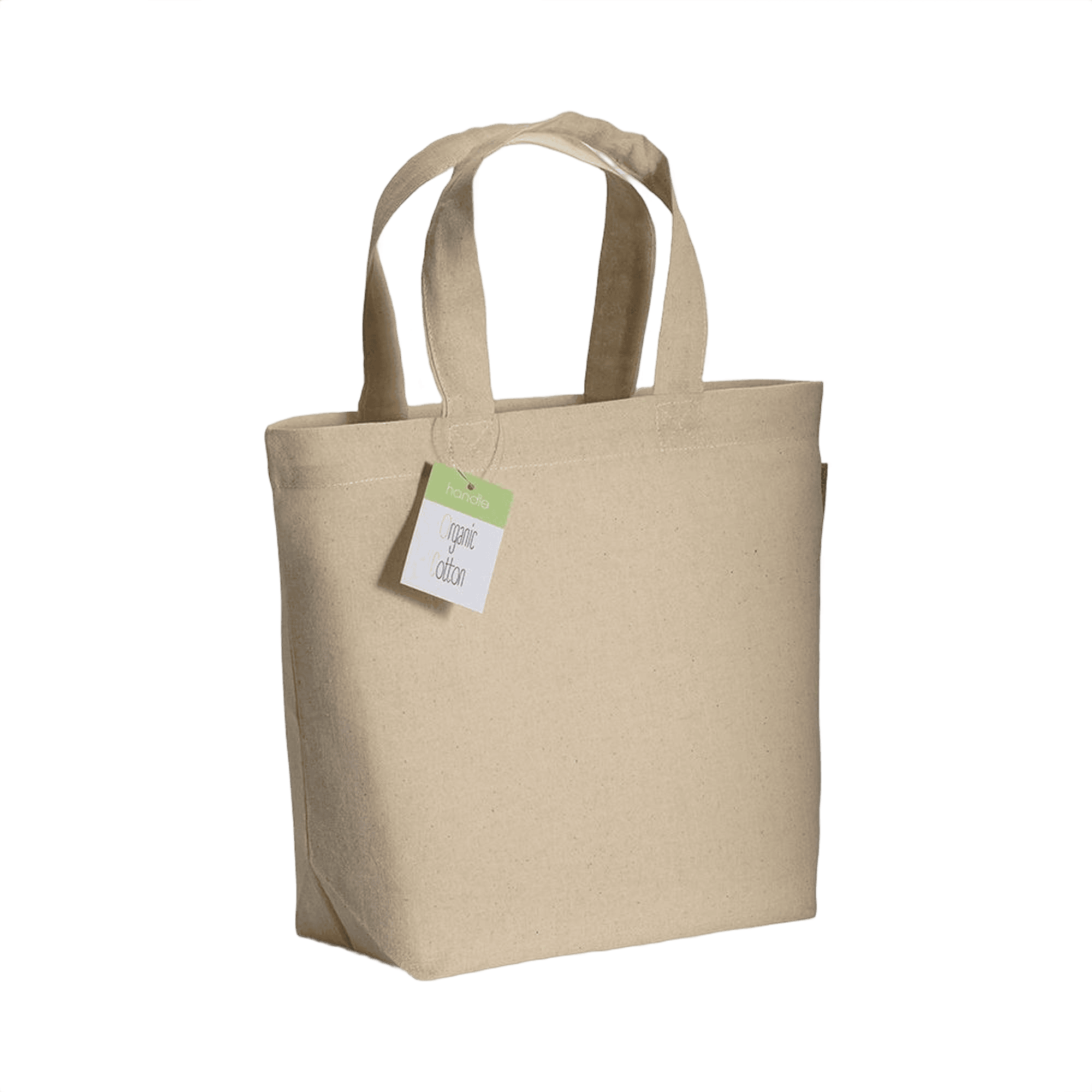 Ekologisk Bomull Kasse Med Korta Handtag Och Knytsäck