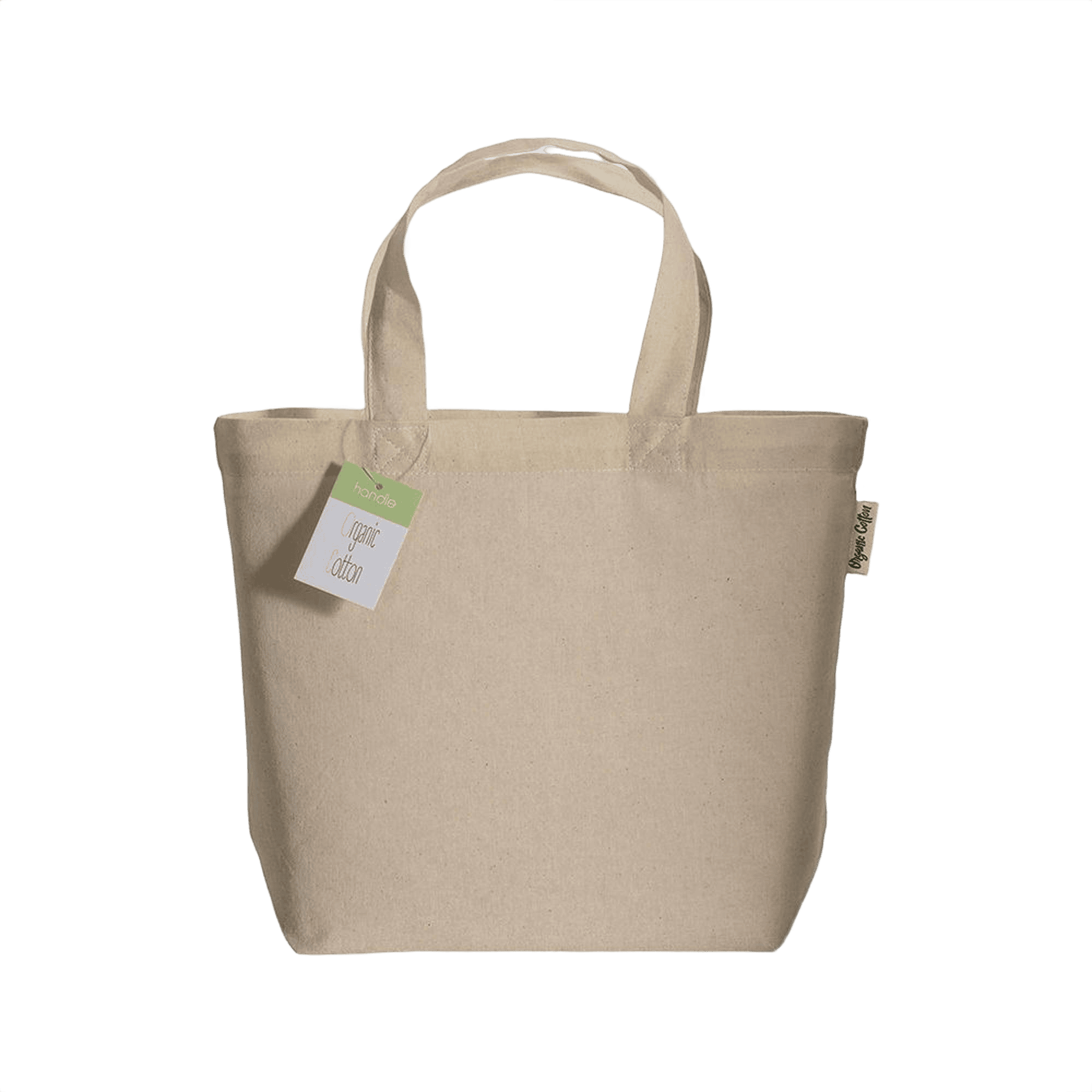 Ekologisk Bomull Kasse Med Korta Handtag Och Knytsäck
