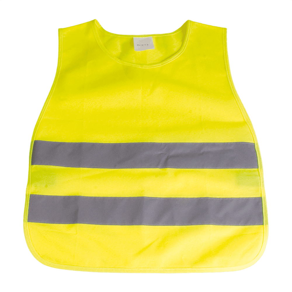 Väst med högt synbarhetsvärdebärande fluorescerande material med reflekterande ränder för barn